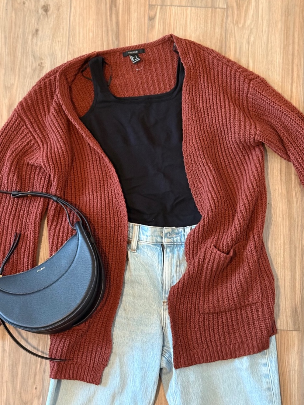 Burgundy knit cardigan